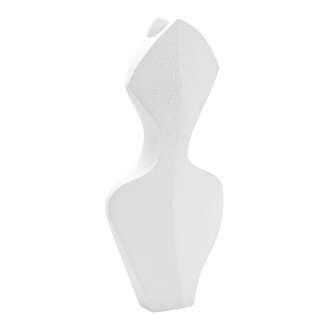 Modern Sculptural Vase in White Shagreen by R&y Augousti For Sale