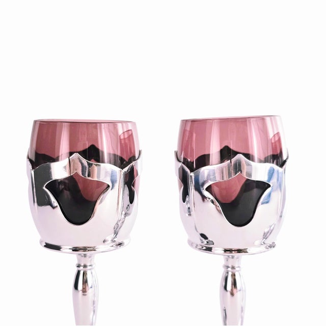 1930s Art Deco Farber Bros Amethyst Glass Decanter and Cordial Set, 1930s, 7.5" For Sale - Image 5 of 16