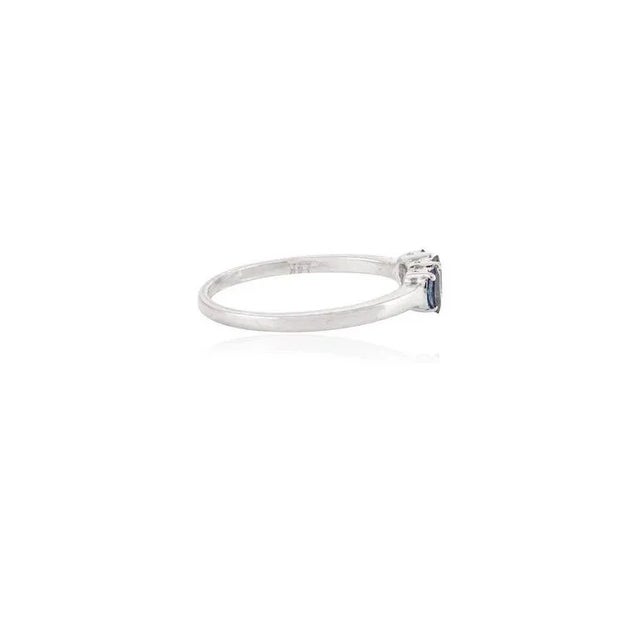 Not Yet Made - Made To Order Three Stone Blue Sapphire and Diamond Ring Size 7 in 14k Solid Gold For Sale - Image 5 of 10