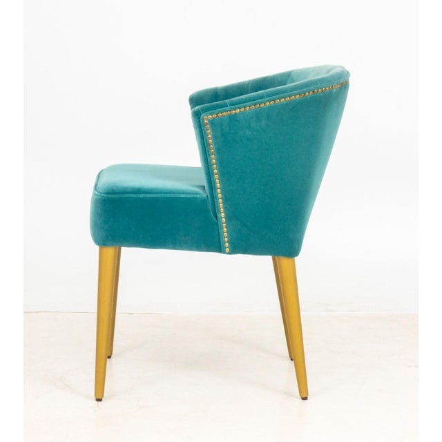 Textile Brabbu Blue Velvet Upholstered Side Chair For Sale - Image 7 of 9
