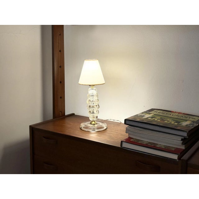 1950s Italian Murano Glass and Brass Vintage Table Lamp For Sale - Image 4 of 8