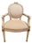 Vintage 1940s Louis XVI French Revival Neoclassical Giltwood Bow-Crest Armchair For Sale