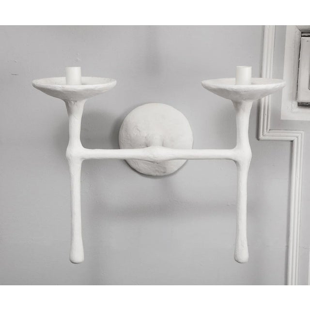 Alberto Giacometti Bespoke Double-Arm Plaster Sconces - a Pair For Sale - Image 4 of 11
