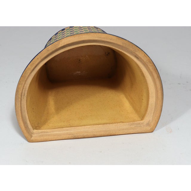 Orange Regency Geometry: A Pair of Diced Caneware Bough Pots For Sale - Image 8 of 12