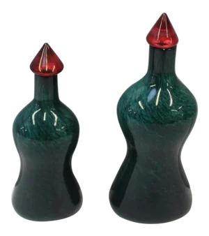 Signed 1950s Ercole Barovier Art Glass Bottles With Stoppers - Set of 2