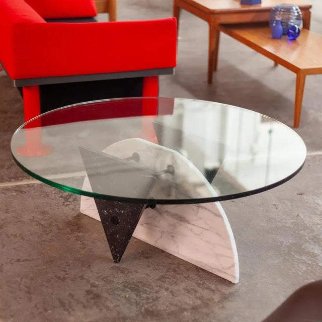 Postmodern Marble and Glass Coffee Table, 1980s For Sale - Image 3 of 8