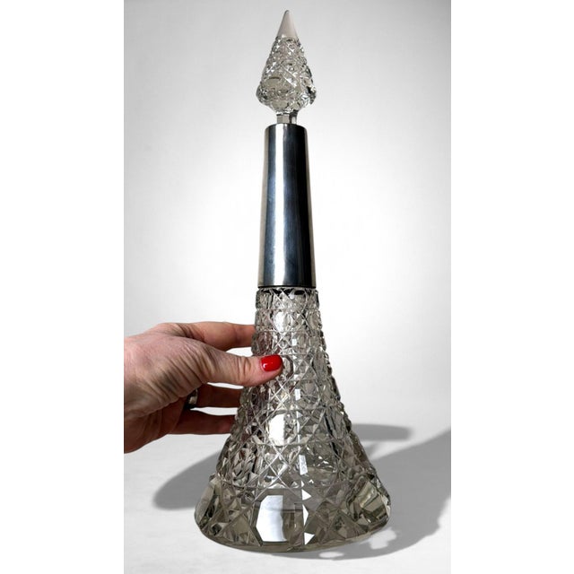 Biedermeier Large Bohemian Crystal Perfume Bottle With German Sterling Silver For Sale - Image 13 of 18