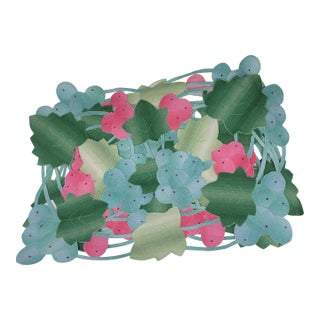 Late 20th Century Khazana Grape Clusters Cutout Placemats Green Pink Blue Polyester New - Set of 8 For Sale