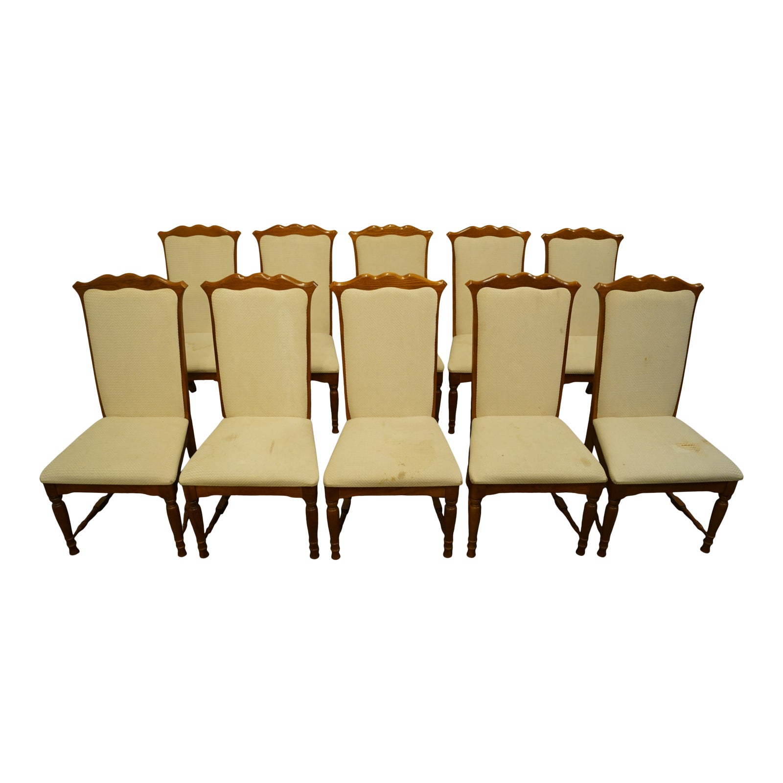 Set of 10 Broyhill Furniture Solid Oak Country French Upholstered