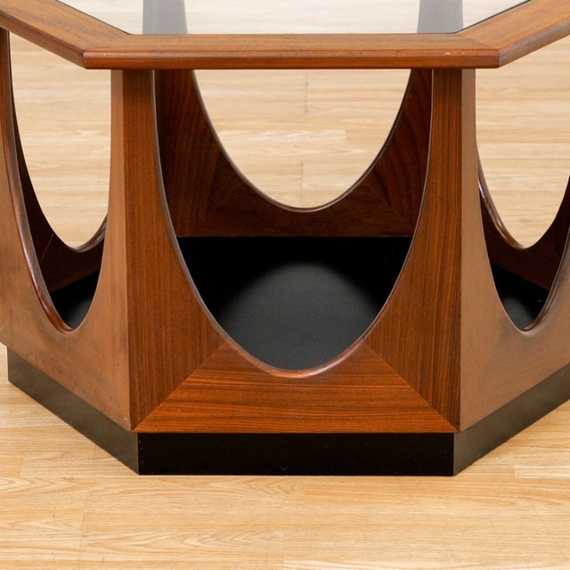 A 1960s hexagonal teak side table produced by G-Plan and designed by Victor Bramwell (V.B.) Wilkins in the 1960s....