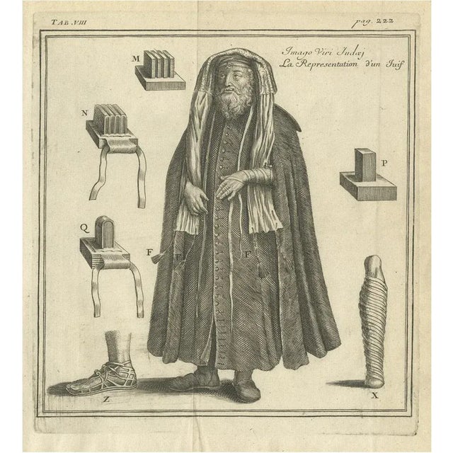 Early 18th Century Illustration of a Jew with Elements of His Costume by J. Certe in Lyon, 1709 For Sale - Image 5 of 5