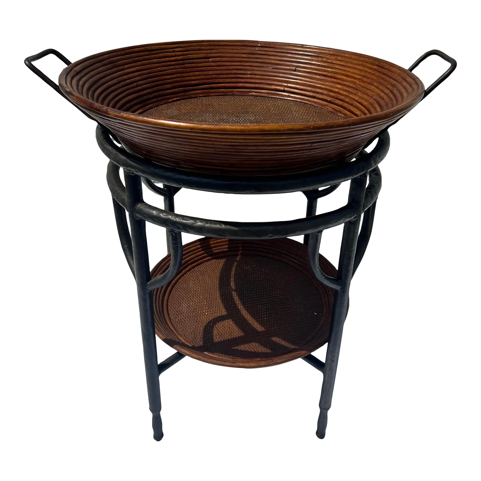 Gabriella Crespi Style Split Reed Rattan Side Table With Removable Tray ...