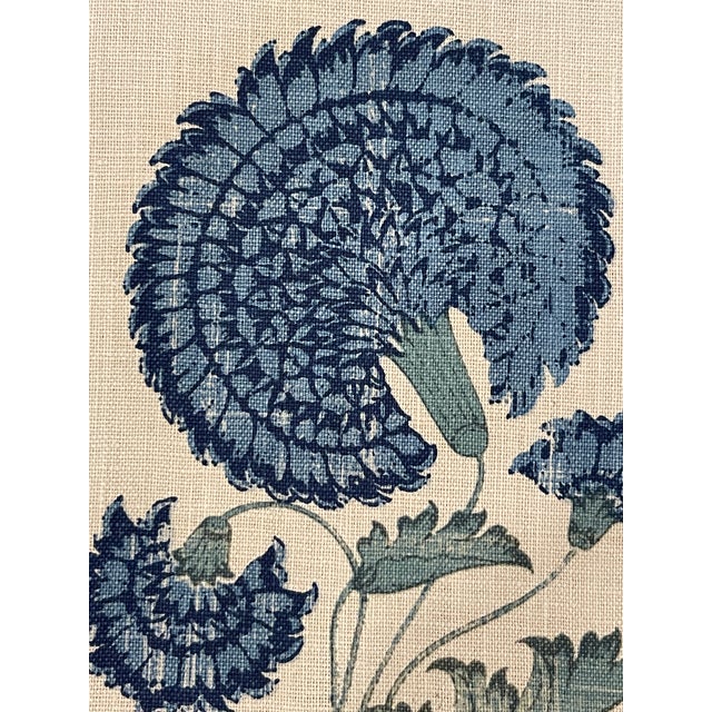 Jasper “Indian Flower” Blue Fabric | Chairish