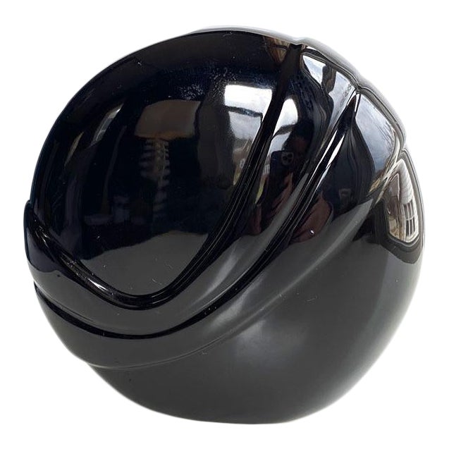 Round Ceramic Memphis Style Black 1980s Flower Vase For Sale