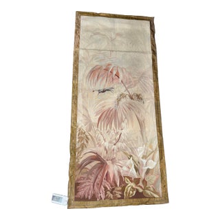 Mid 19th Century French Botanical Tapestry Panel With Bird Motif For Sale