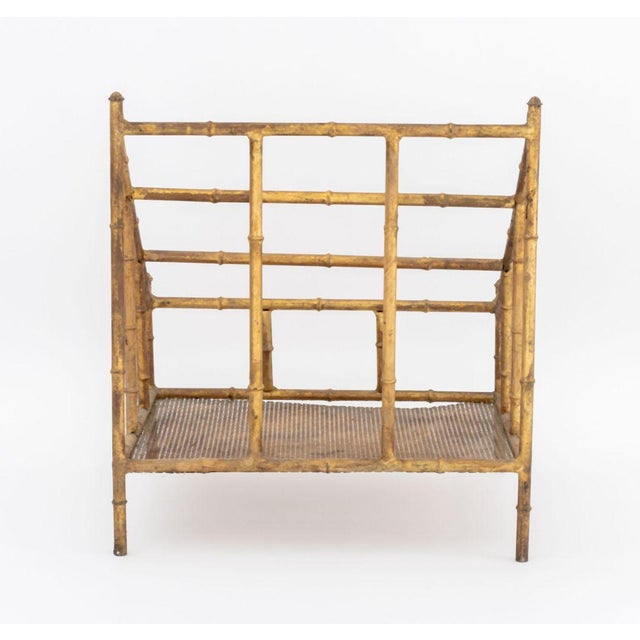 Hollywood Regency Gilt Faux Bamboo Canterbury For Sale In New York - Image 6 of 7