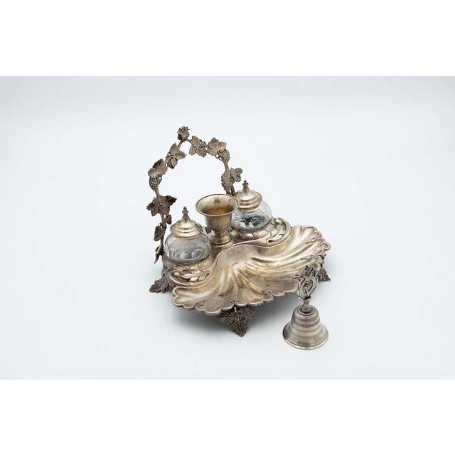 Silver Inkwell Embossed with Curls and Vine Leaves For Sale - Image 5 of 6