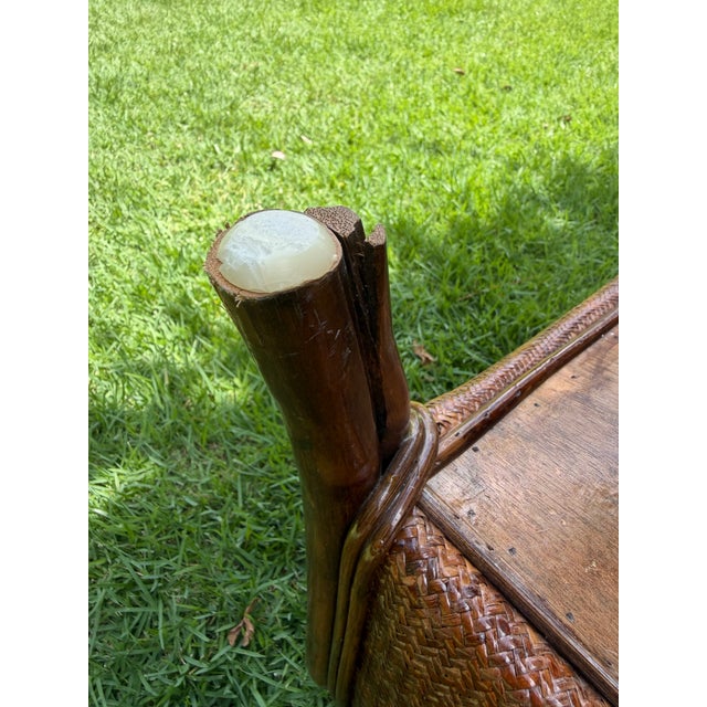 Vintage Organic Modern Barrel Form Rattan Ottoman For Sale - Image 12 of 12