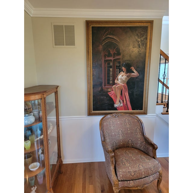 Contemporary Original Signed Oil Portrait by Rebecca Hodges – Figurative Realism, Woman in Gothic Window For Sale - Image 3 of 15