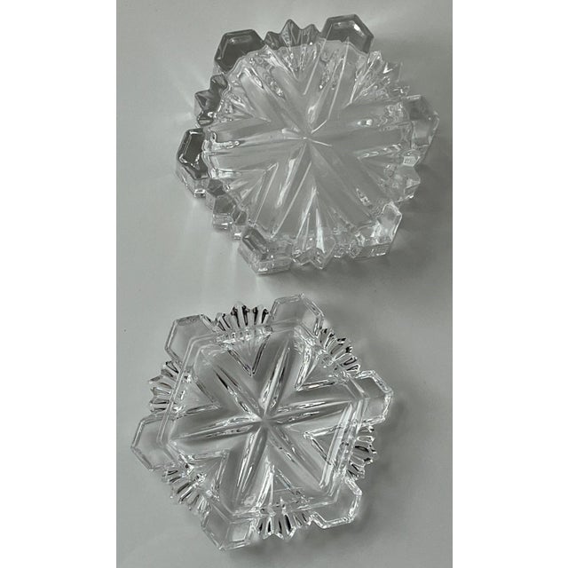 Traditional Early 21st Century Glass Snowflake Design Covered Dish/Décor For Sale - Image 3 of 6
