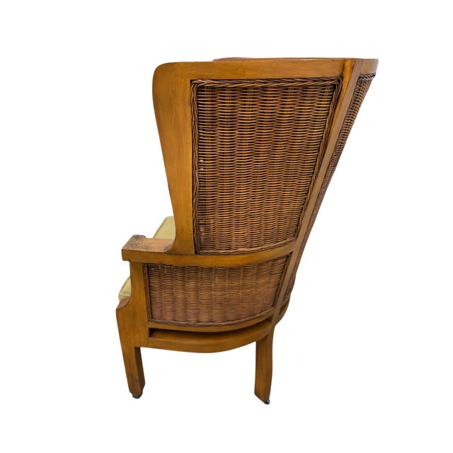 Brown Ralph Lauren Wicker Wingback Chair - A Pair For Sale - Image 8 of 18