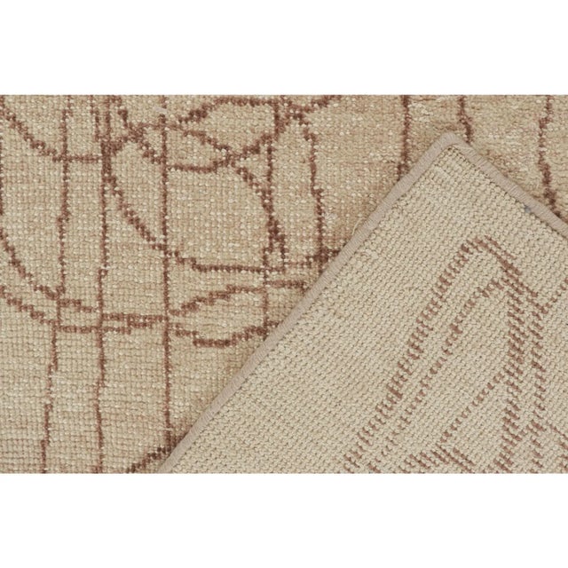 Textile Rug & Kilim’s Distressed Style Abstract Runner in Beige-Brown Geometric Pattern For Sale - Image 7 of 7