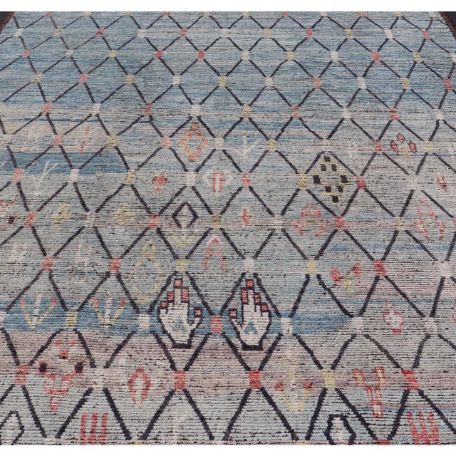 Tribal Modern Moroccan Rug by Keivan Woven Arts With All-Over Geometric 9'6 X 11'3 V For Sale - Image 3 of 11