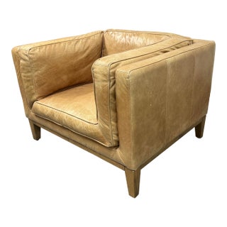 Contemporary Tan Leather Armchair For Sale