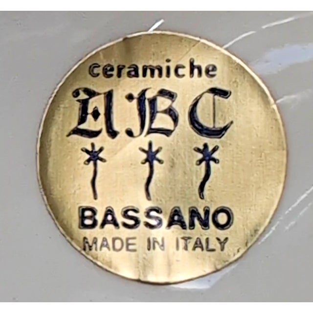 Italian VTG Pair Celestial Ceramic Crescent Moon Faces Abc Bassano Italy Wall Hanging For Sale - Image 3 of 7