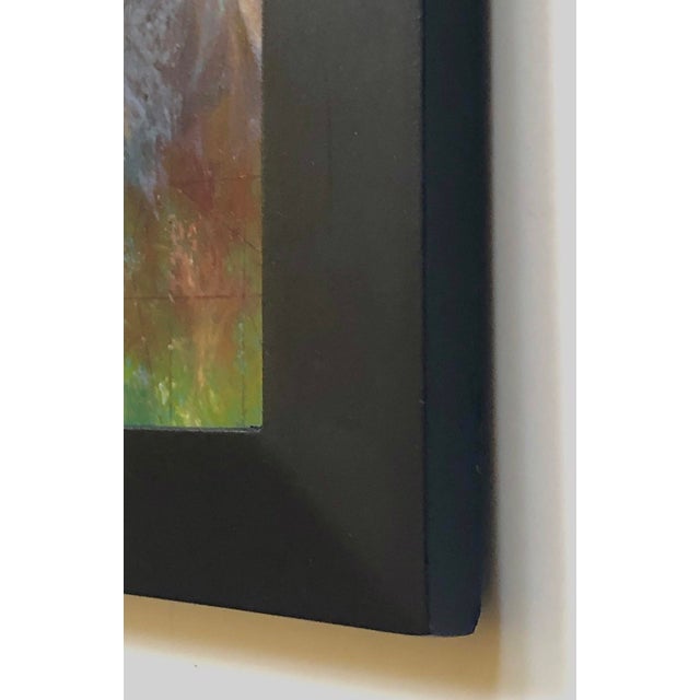 Abstract Dark Spirit by Lisa Fricker | Oil on board portrait of a figure with a dark background For Sale - Image 3 of 5