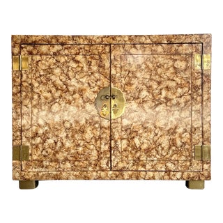 Chinoiserie Faux Tortoise Shell Cabinet Credenza by Henredon For Sale