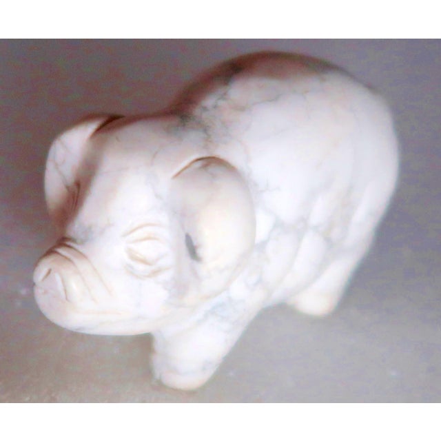 Miniature Well-Carved Piglet "Miss Piggy" - Pig - - Of Uncommon Magnesite Stone. For Sale - Image 4 of 14