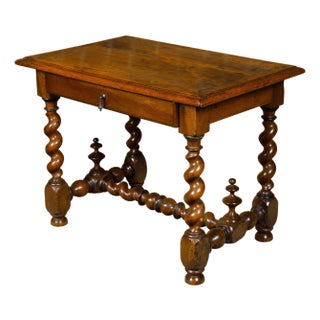 English Georgian Period Early 19th century Walnut Barley Twist Side Table For Sale