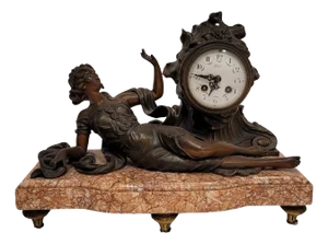 Clock with Sculpture in Marble and Bronze