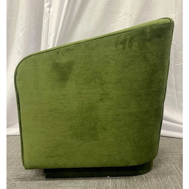 2000 - 2009 Pair Green Velvet Swivel Chairs For Sale - Image 5 of 9