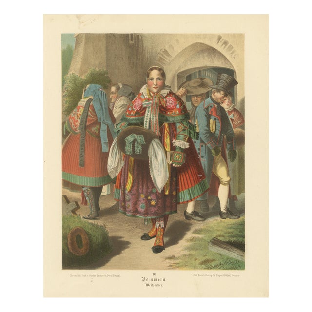 Weizacker, Pomeranian Traditional Costume, 1875, Chromolithograph on Paper For Sale