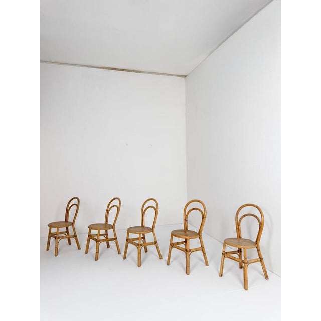 Mid-Century Italian Bent Bamboo and Vienna Cane Dining Chairs, 1960s, Set of 5 For Sale - Image 4 of 18