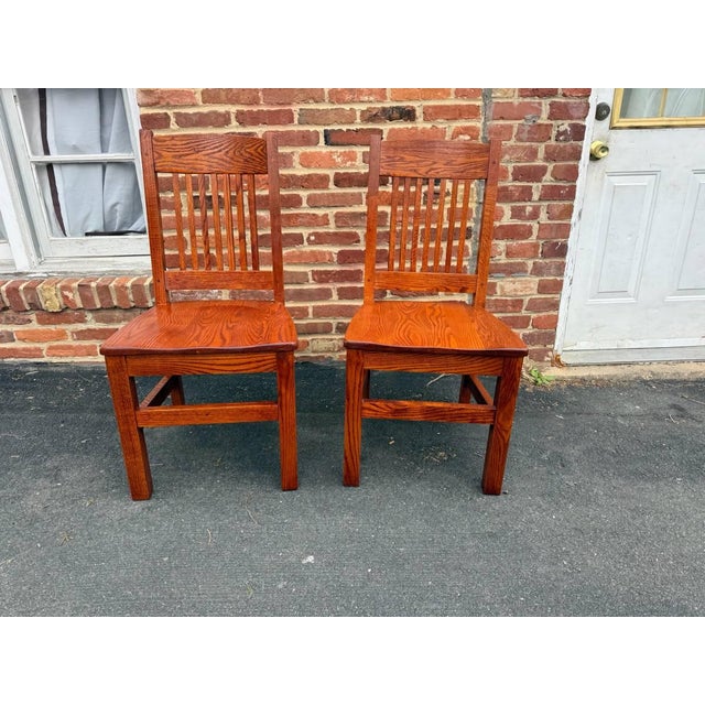 Late 20th Century Art & Craft Style Mission Oak Dining Chairs For Sale - Image 16 of 16
