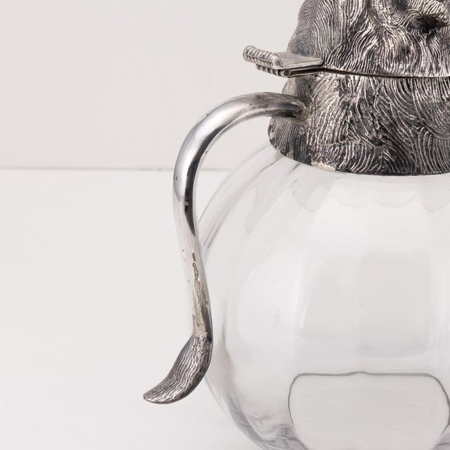 Vintage Glass Jug with Silver-Plated Boar Head from Valenti, 1970s For Sale - Image 12 of 18