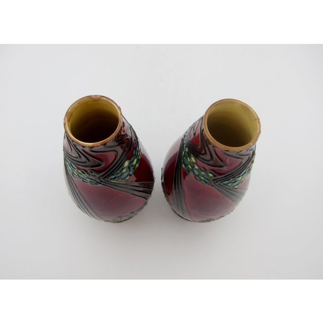 Ceramic English Minton Secessionist Art Nouveau Vase Pair For Sale - Image 7 of 14