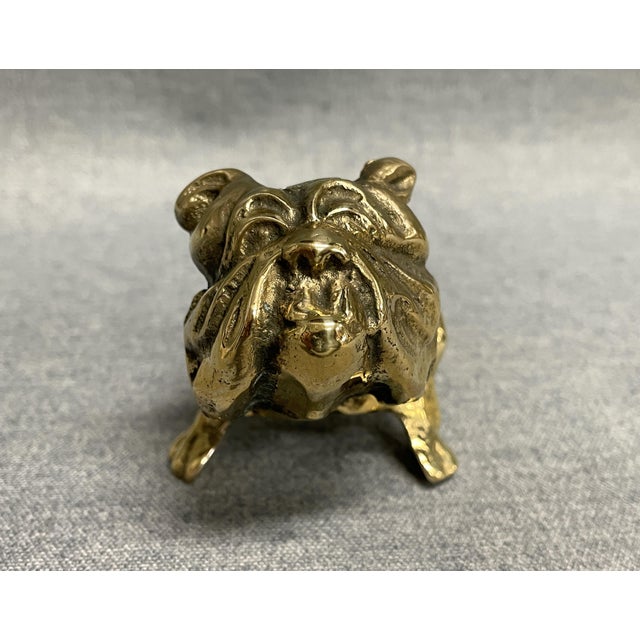 Vintage Brass Bulldog Paperweight For Sale - Image 4 of 8