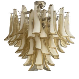 Large Yellow Murano Chandelier in Mazzega Style For Sale