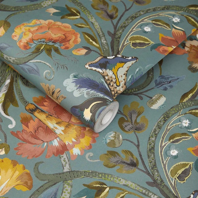 English House of Hackney Gaia Wallpaper - Prussian Blue For Sale - Image 3 of 4