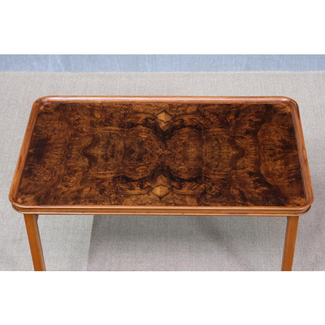 Walnut Burl and Mahogany Table by Carl-Axel Acking, Sweden, 1930s For Sale - Image 9 of 13