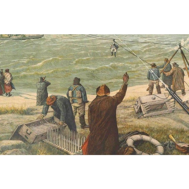 Large Chromolithograph Lighthouse Rescue School Plate by Josef Klemm, 1900s For Sale - Image 6 of 9