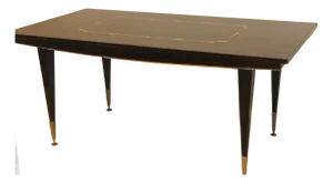 1960's French Art Deco Style Exotic Macassar Ebony Dining Table Exotic Inlay