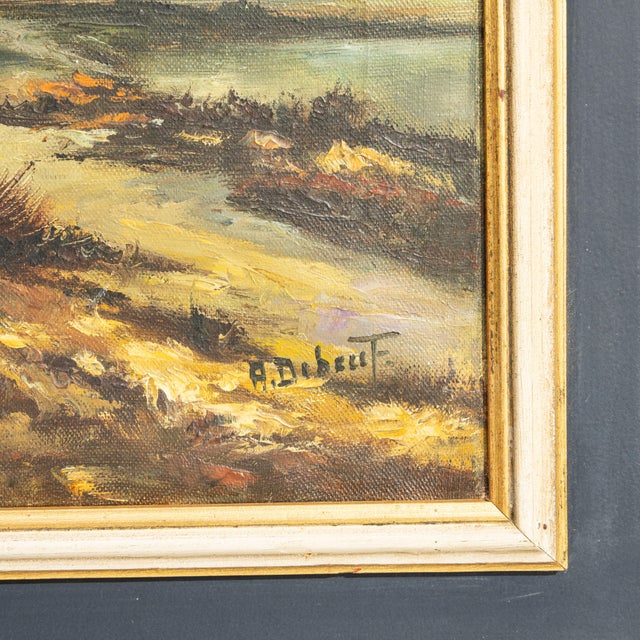 Traditional Mid 20th Century Belgium Charcoal Canvas Painting For Sale - Image 3 of 15