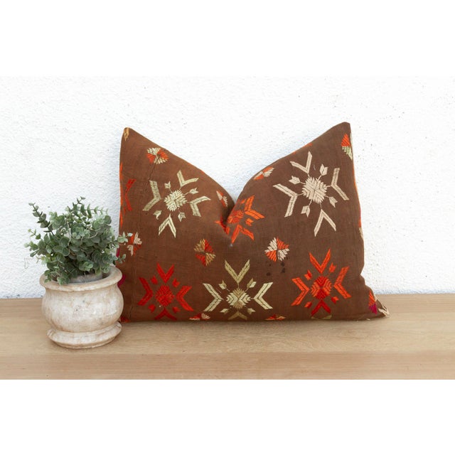 This 16x24 inch lumbar pillow is a breathtaking example of Antique Indian Folk Art, handcrafted from a salvaged Punjabi...