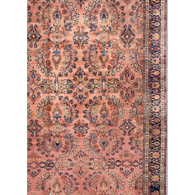 Shabby Chic Keivan Woven Arts, Large Antique Persian Lilihan Rug in Salmon, Blue, Green, Yellow & Rust Colors 11'1 X 17'2 For Sale - Image 3 of 12