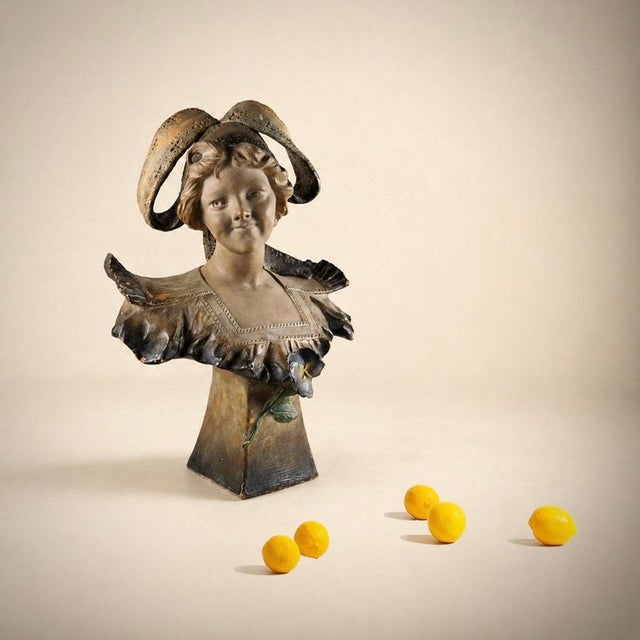 Ceramic Richard Aurili, Bust of a Young Breton Woman, 1900, Terracotta For Sale - Image 7 of 7